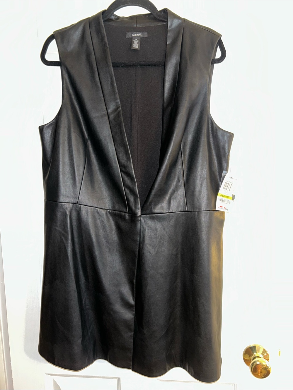 Alfani Black Faux Leather Button Front Vest